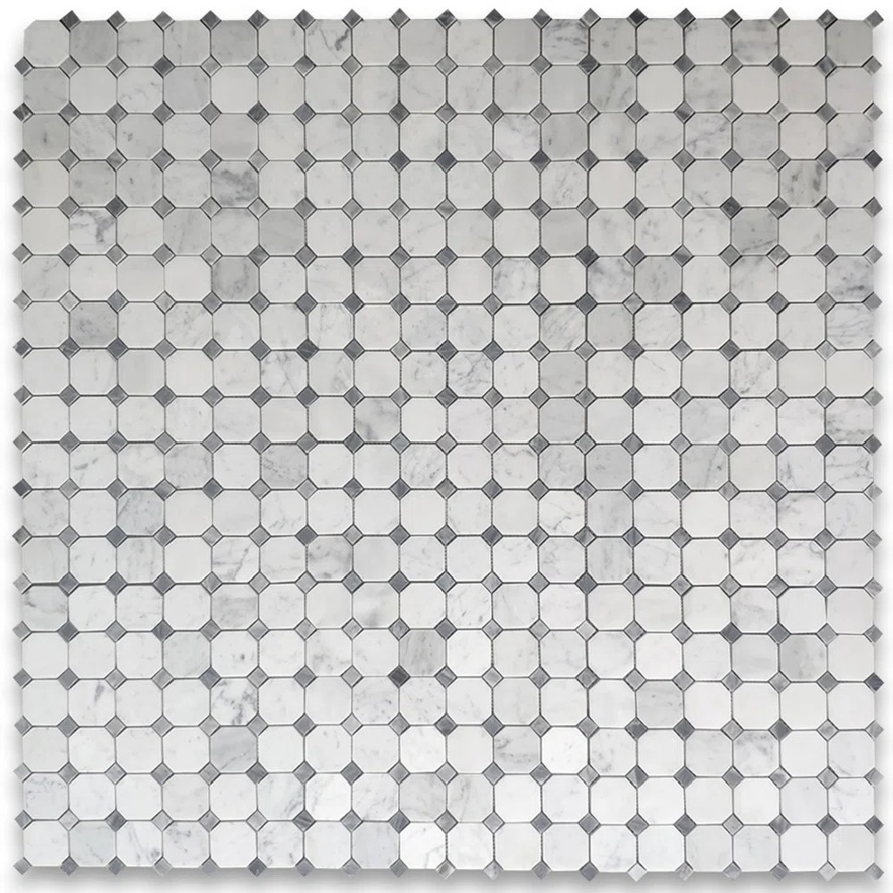 12" x 12" Marble Octagon and Dot Mosaic Wall & Floor Tile | Perigold