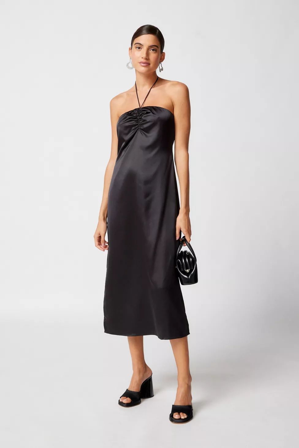 UO Brittney Satin Halter Midi Dress | Urban Outfitters (US and RoW)