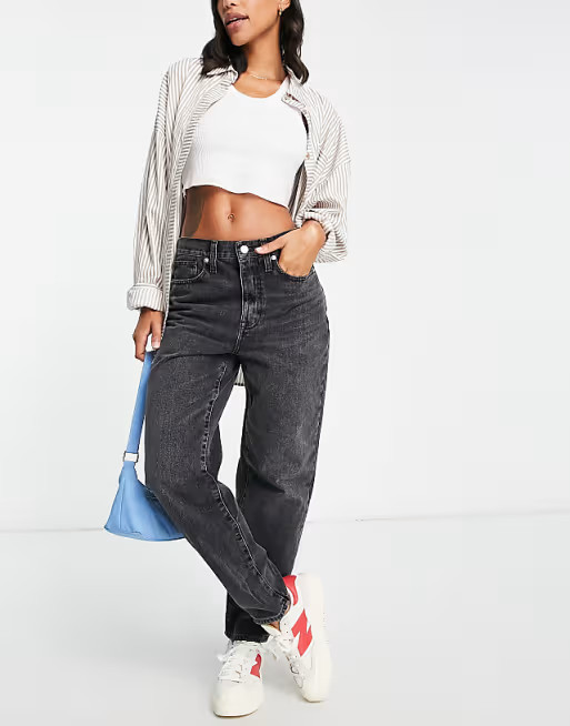 Madewell baggy tapered jeans in black wash | ASOS | ASOS (Global)