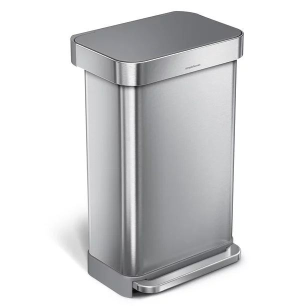 simplehuman 45 Liter Rectangular Hands-Free Kitchen Step Trash Can with Soft-Close Lid, Brushed S... | Walmart (US)