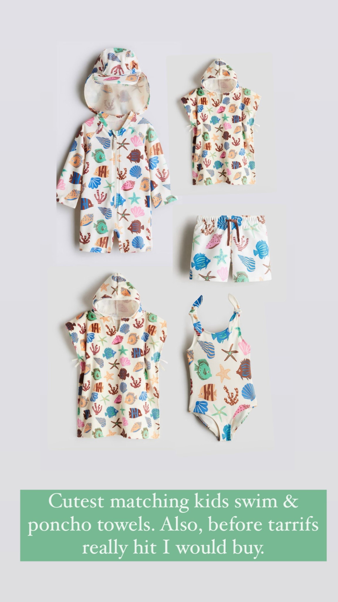 Before the tarrifs really come into play for pricing; cutest matching kids swim and poncho — daily edit cover from Found by Em