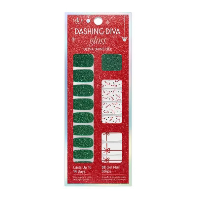 Dashing Diva Holiday Gloss Gel Nail Polish Strips - Big Red Bow - 32ct | Target