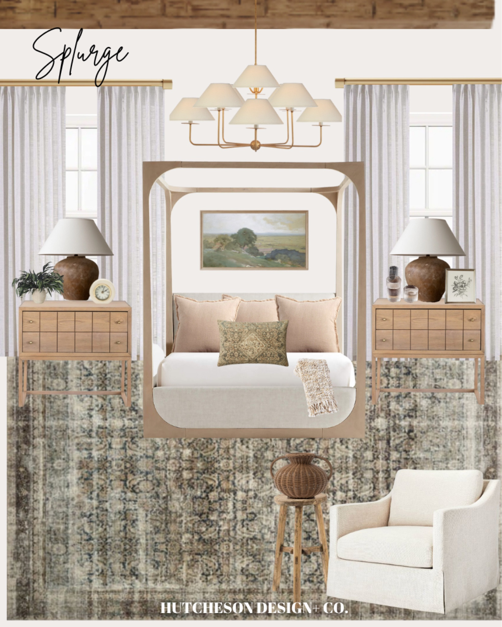 
Bedroom moodboard. Vintage lamps. Canopy bed. Vintage pillow. Throw pillows. McGee and co. Chair. Woven vase. Nightstands. Above bed art. 2page curtains. Clock. Side table. Neutral. Earthy.#LTKFind 

#LTKhome #LTKsalealert