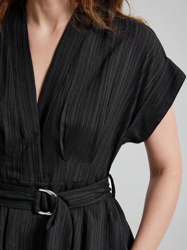 Ontre Abito casual da donna con scollo a V sovrapposto e maniche a pipistrello | SHEIN