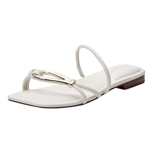 Marc Fisher LTD Women's Mazza Sandal, Cream Leather 150, 9 | Amazon (US)