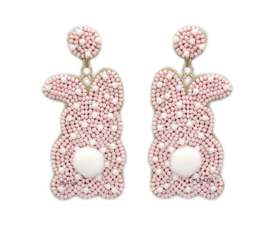 NEW Pink Rabbit Earring Bunny Earring Seed Bead Earring | Etsy | Etsy (US)