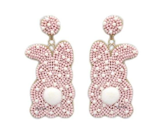 NEW Pink Rabbit Earring Bunny Earring Seed Bead Earring | Etsy | Etsy (US)