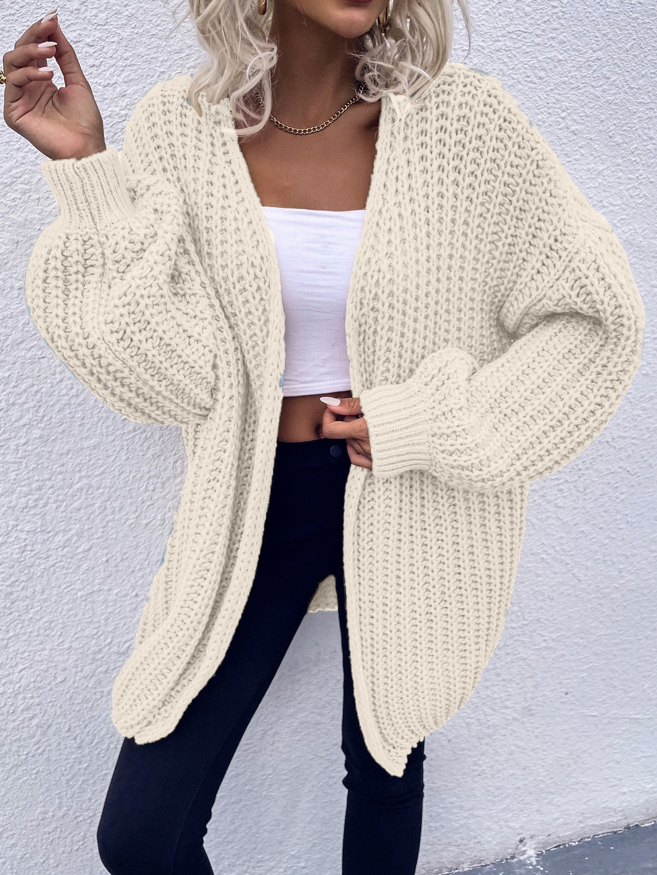 Chunky Knit Drop Shoulder Cardigan | SHEIN