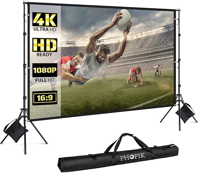 PHOPIK Projector Screen with Stand: 120 inch Portable Indoor Outdoor Projector Screen Fordable & ... | Amazon (US)