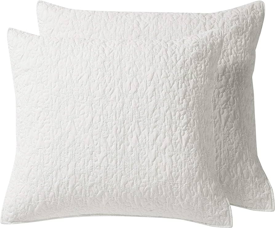 homthreads by Levtex Home - Emory Two Euro Pillow Shams - Microfiber Waffle Jacquard - Scroll Lea... | Amazon (US)