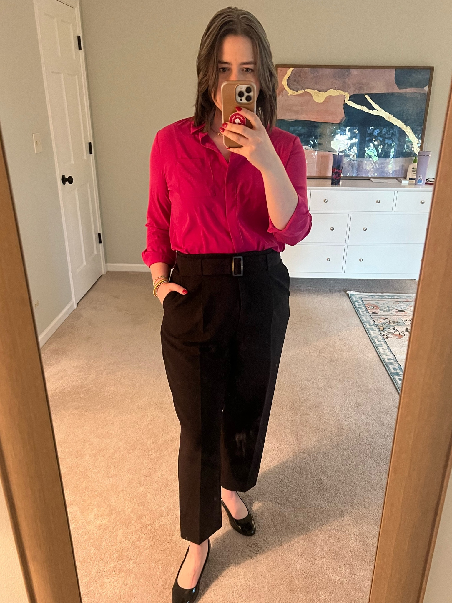 Favorite work pants! Midsize work outfit with the best black dress pants.

#LTKMidsize #LTKFamily #LTKWorkwear