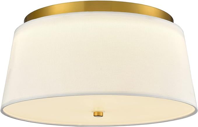 AXILAND Modern Flush Mount Ceiling Light Fabric Drum Shade Dimmable LED Ceiling Light Hallway Lig... | Amazon (US)