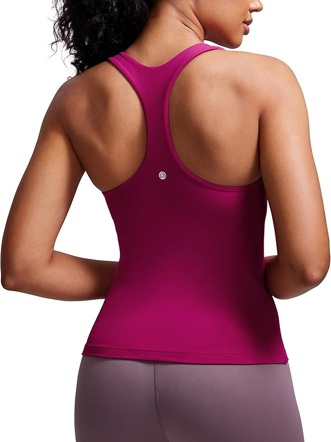 CRZ YOGA Butterluxe Workout Tank Tops for Women Built in Shelf Bras Padded - Racerback Athletic S... | Amazon (US)