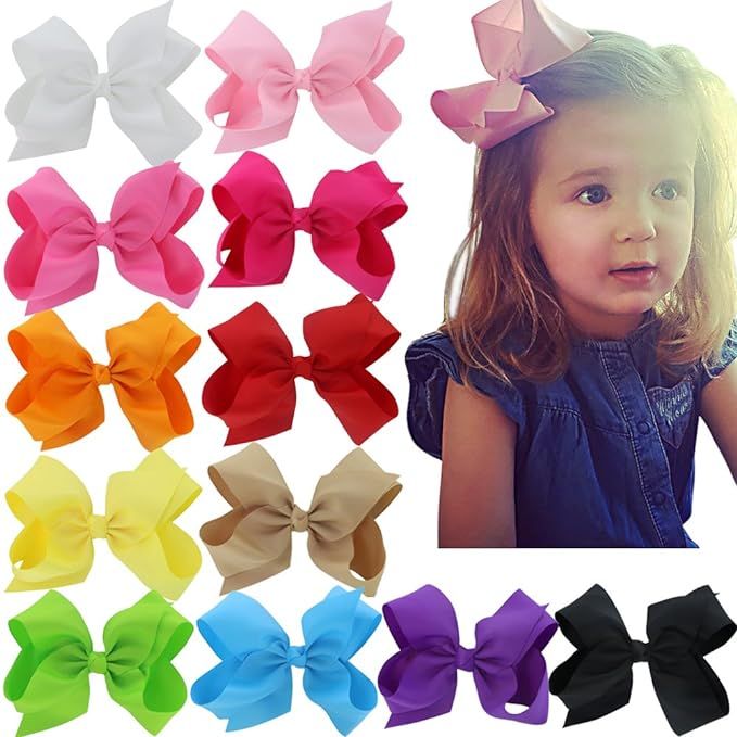 6 Inch Hair Bows For Girls Big Large Grosgrain Ribbon Boutique Hair Bow Clips For Teens Toddlers ... | Amazon (US)