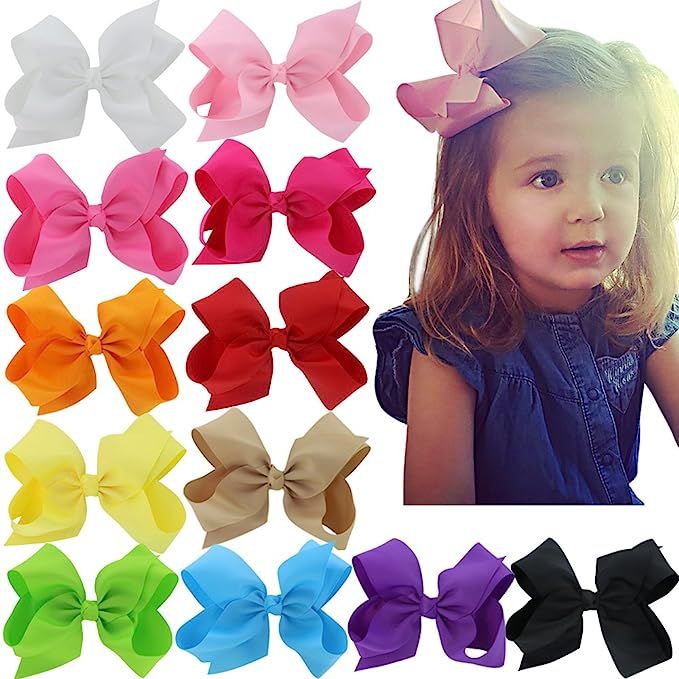 6 Inch Hair Bows For Girls Big Large Grosgrain Ribbon Boutique Hair Bow Clips For Teens Toddlers ... | Amazon (US)