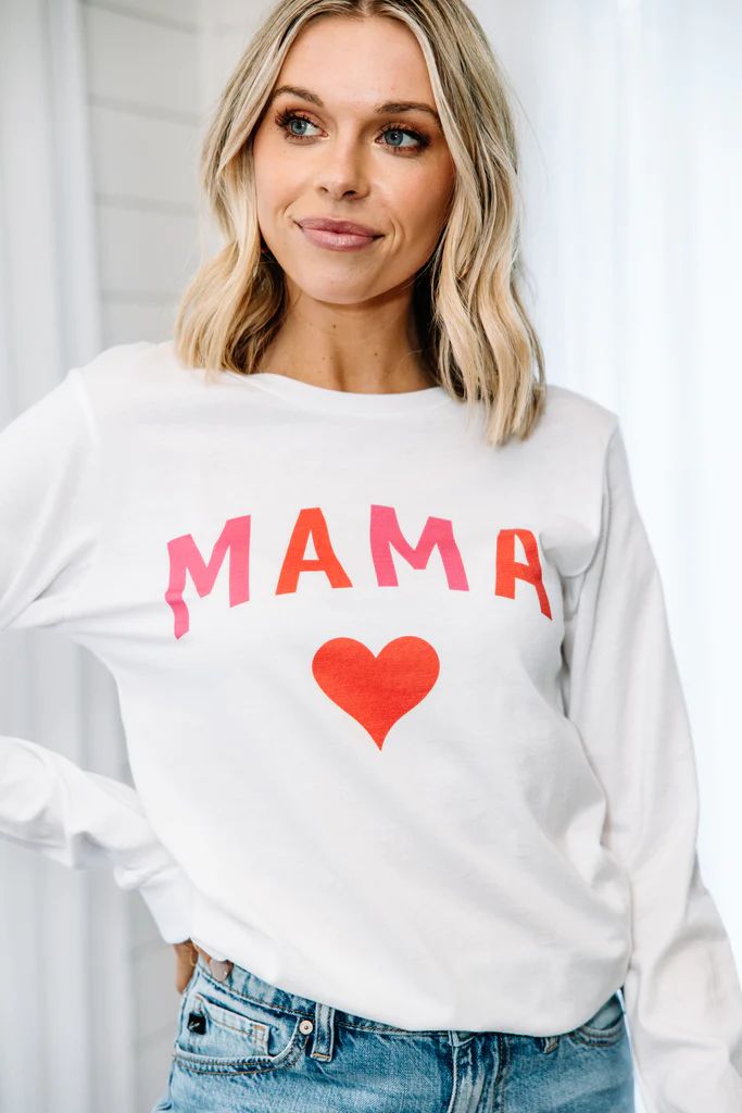 Mama Love White Graphic L/S Tee | The Mint Julep Boutique