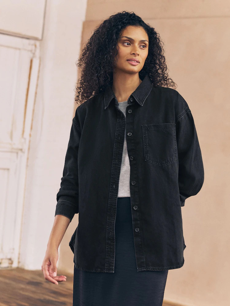 Black Oversize Denim Shirt | Next US
