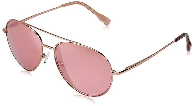 Elie Tahari Women's El238 Rgld Aviator Sunglasses, Rosegold,Tortoise & Pink, 53 mm | Amazon (US)