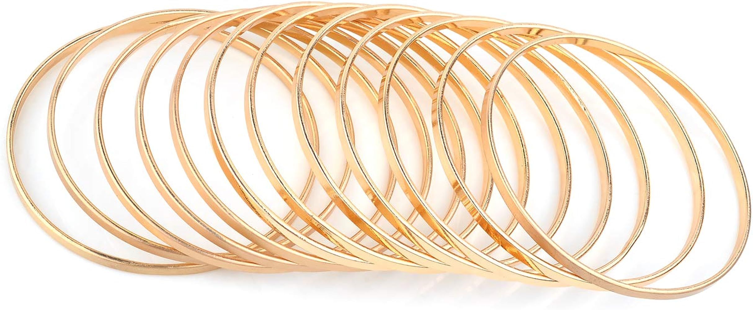 Nicole Miller New York Gold Multibangle Set of 12 Plain Matte Glossy Bangle Bracelets | Amazon (US)