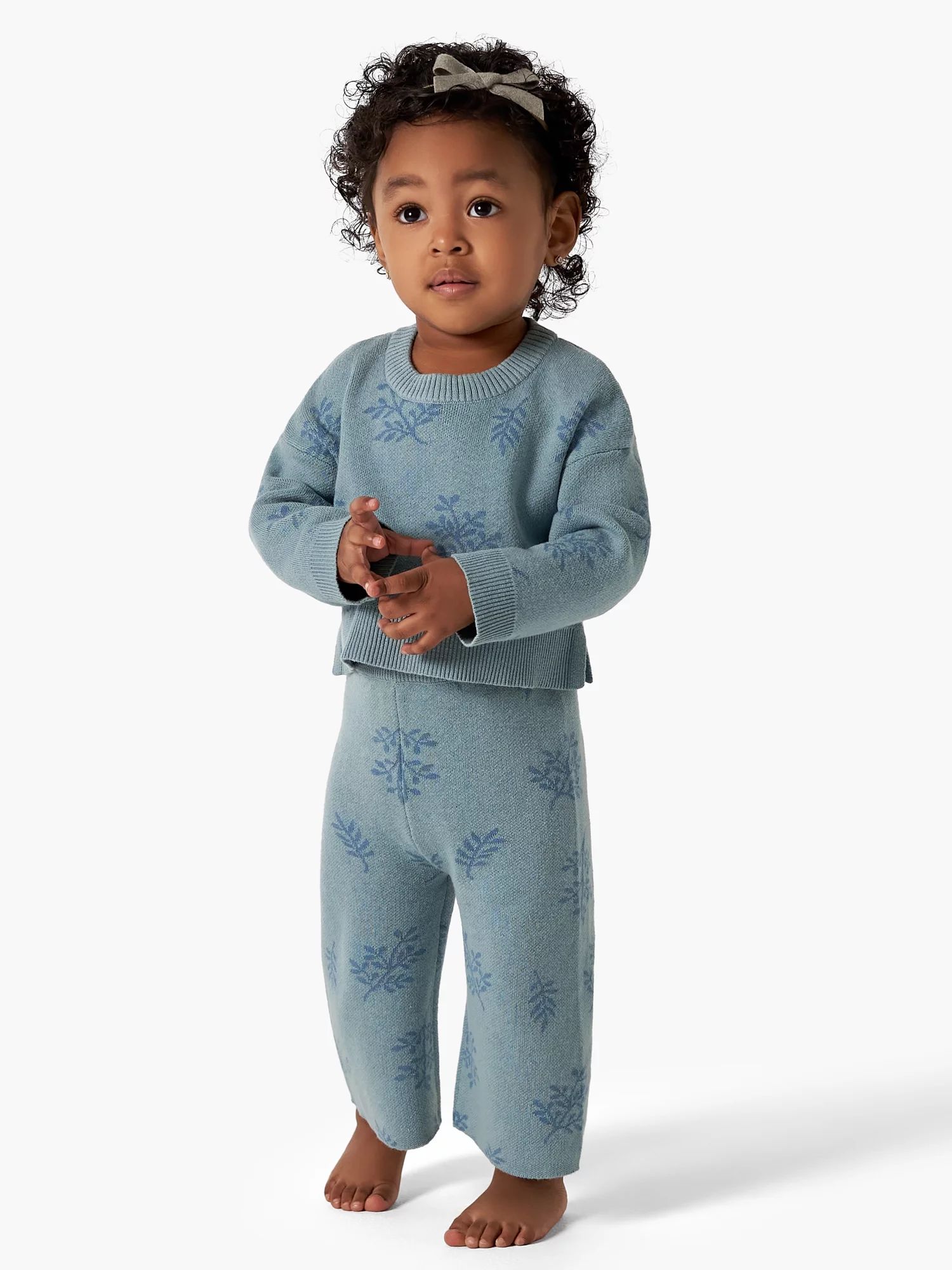 Modern Moments by Gerber Toddler Girl Jacquard Sweater & Wide-Leg Pant, 2-Piece Set, 12M-5T | Walmart (US)