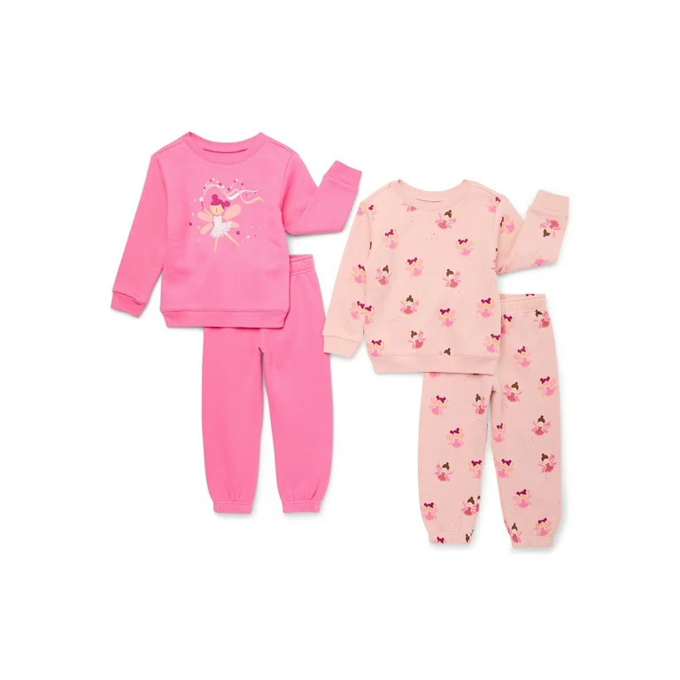 Garanimals Toddler Girl Top and Jogger Fleece Outfit Set, 4-Piece, Sizes 2T-5T | Walmart (US)