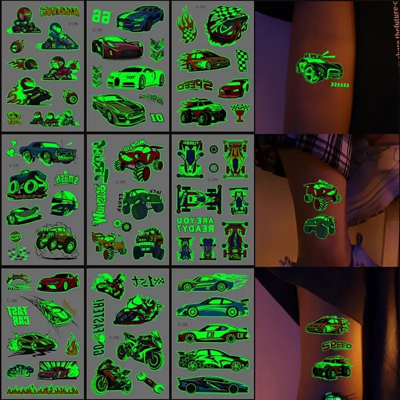 Luminous Tattoo Stickers Cool Racing Car Pattern glow In - Temu | Temu Affiliate Program