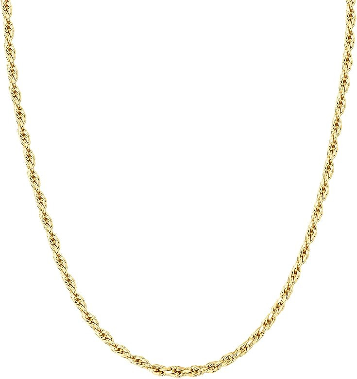 PAVOI 14K Gold Plated Curb Paperclip Box Sphere Bead Snake Herringbone and Figaro Chain Adjustable N | Amazon (US)