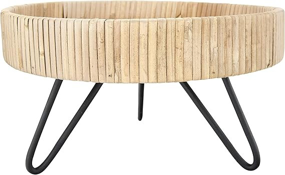 Creative Co-Op 9.75" R Decorative Woven Rattan Metal Clothespin Feet Pedestal, 9.75" x 5.5", Beig... | Amazon (US)