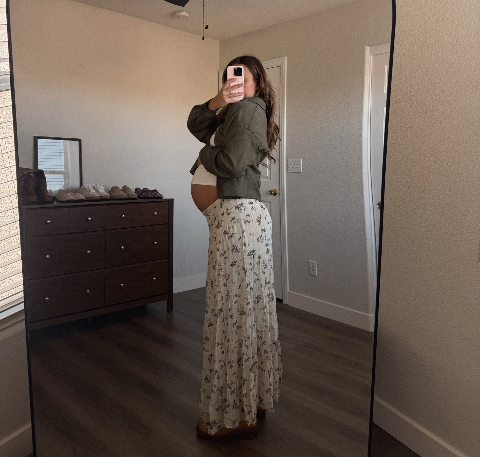 Wearing a size medium in both! 