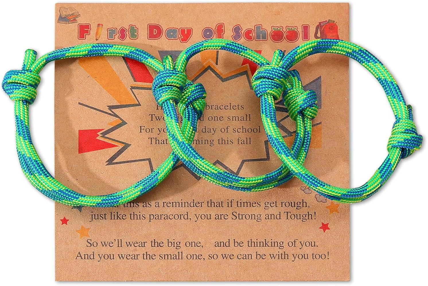 First Day of School Parent-Child Bracelets - Adjustable High-Strength Paracord Matching Bracelets... | Amazon (US)