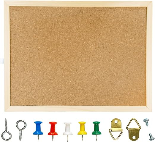Cork Board Bulletin Board, 15.7"X 12" pin Boards for Walls, Oak Wood Finish Frame, Wall Mounted C... | Amazon (US)