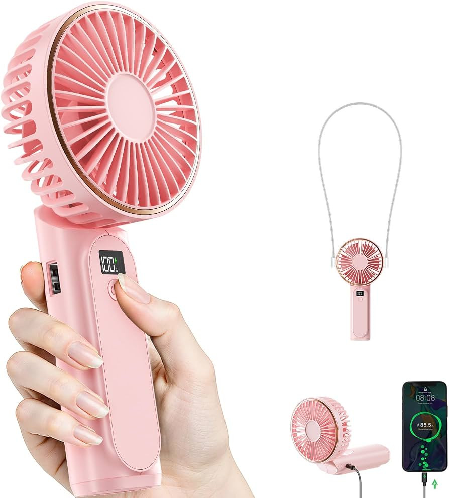 TUNISE Portable Handheld Fan, 4000mAh, 180 Adjustable, 6 Speed Wind, USB Rechargeable Foldable Fa... | Amazon (US)