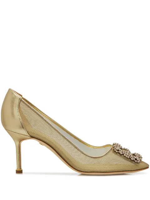 Manolo Blahnik Hangisi 105mm crystal-buckle Pumps - Farfetch | Farfetch Global