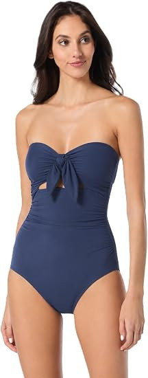 kate spade new york Women's Tie Front Bandeau One Piece Swimsuit | Amazon (US)