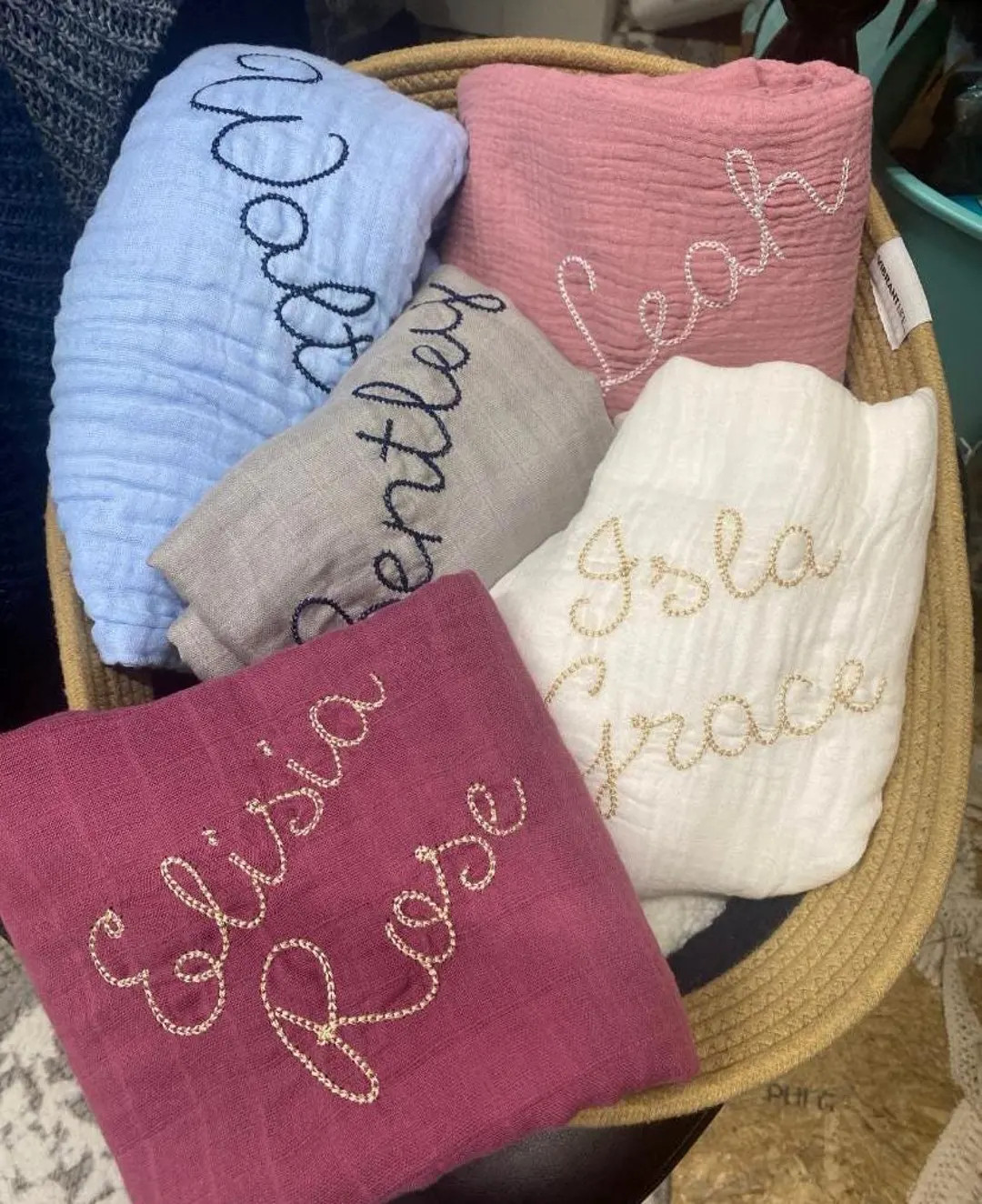 Personalized Muslin Swaddle: Embroidered Baby Name, Shower Gift - Etsy | Etsy (US)