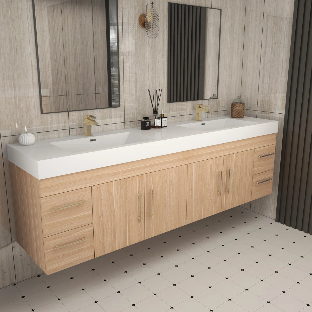 84'' Double Bathroom Vanity with Acrylic Top | Wayfair North America