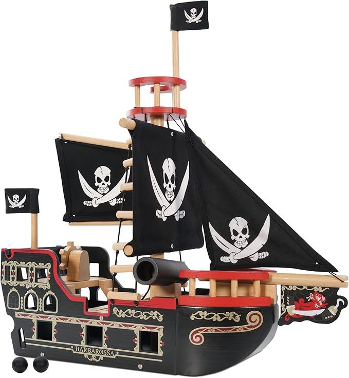 Amazon.com: Le Toy Van Barbarossa Pirate Ship Set Premium Wooden Toys for Kids Ages 3 years & Up ... | Amazon (US)