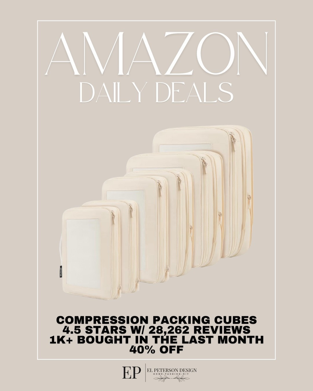 Amazon Daily Deals
Compression packing cubes 

#LTKSaleAlert #LTKHome