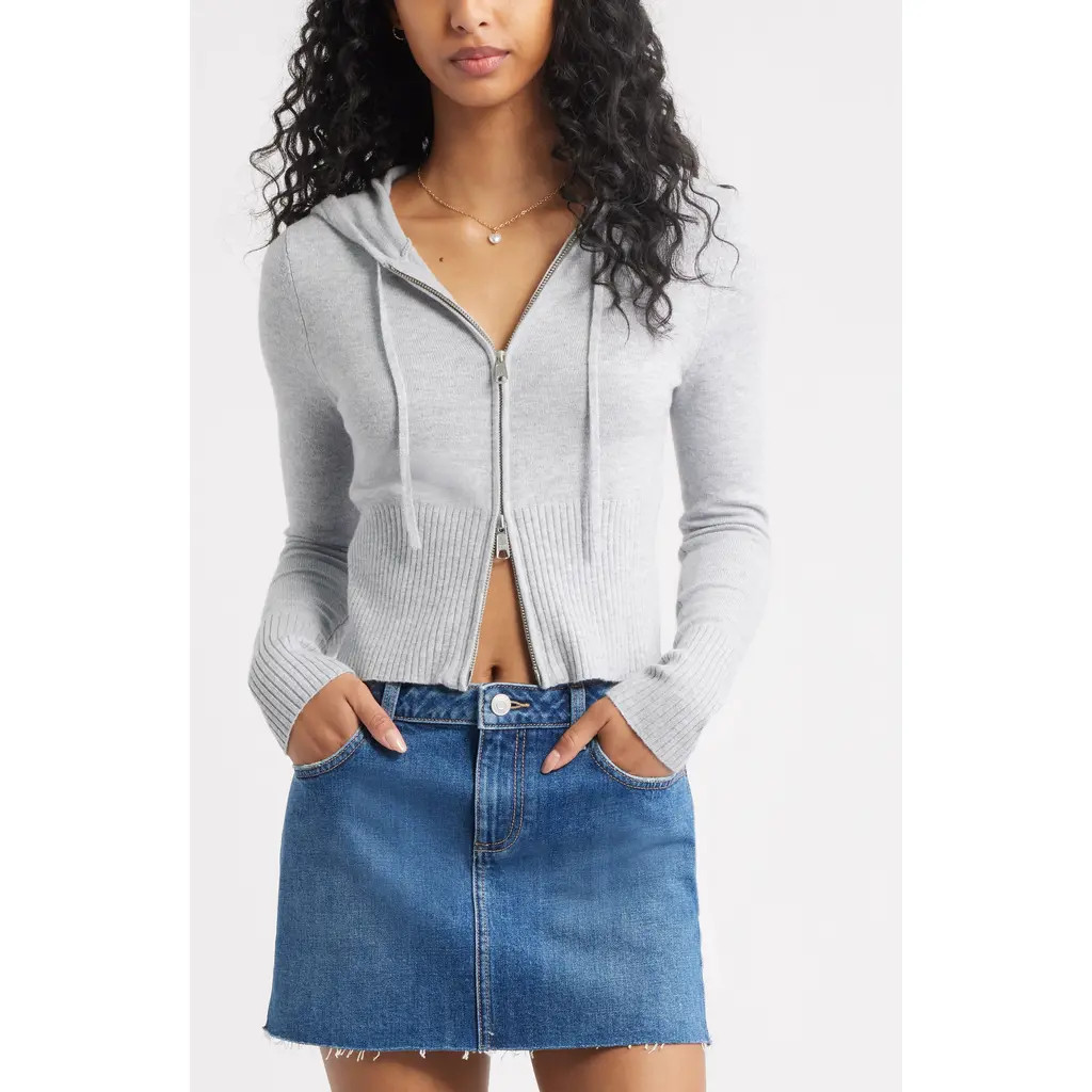 BP. Fitted Cotton Blend Hoodie in Grey Soft Heather at Nordstrom Rack, Size X-Small | Nordstrom Rack
