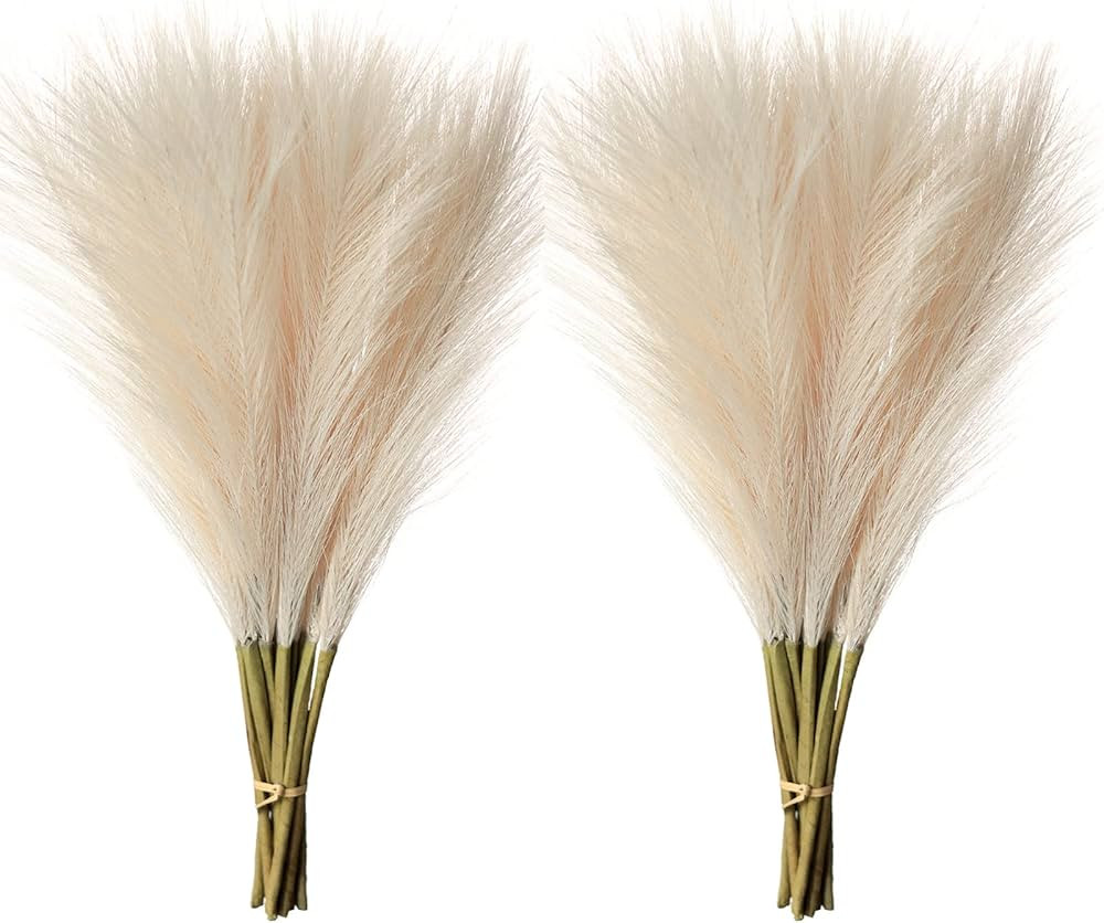 12 PCS Faux Pampas Grass Decor Tall 18"/45CM Artificial Pompous Grass Small Fake Pompas Vase Fill... | Amazon (US)