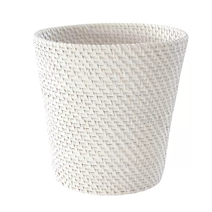 Caribbean White Rattan Wastebasket | Bed Bath & Beyond