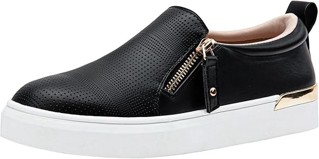 Jeossy Women's Slip On Shoes Casual Fashion Sneakers 8010 Arch Support Loafers for Women with Zip... | Amazon (US)