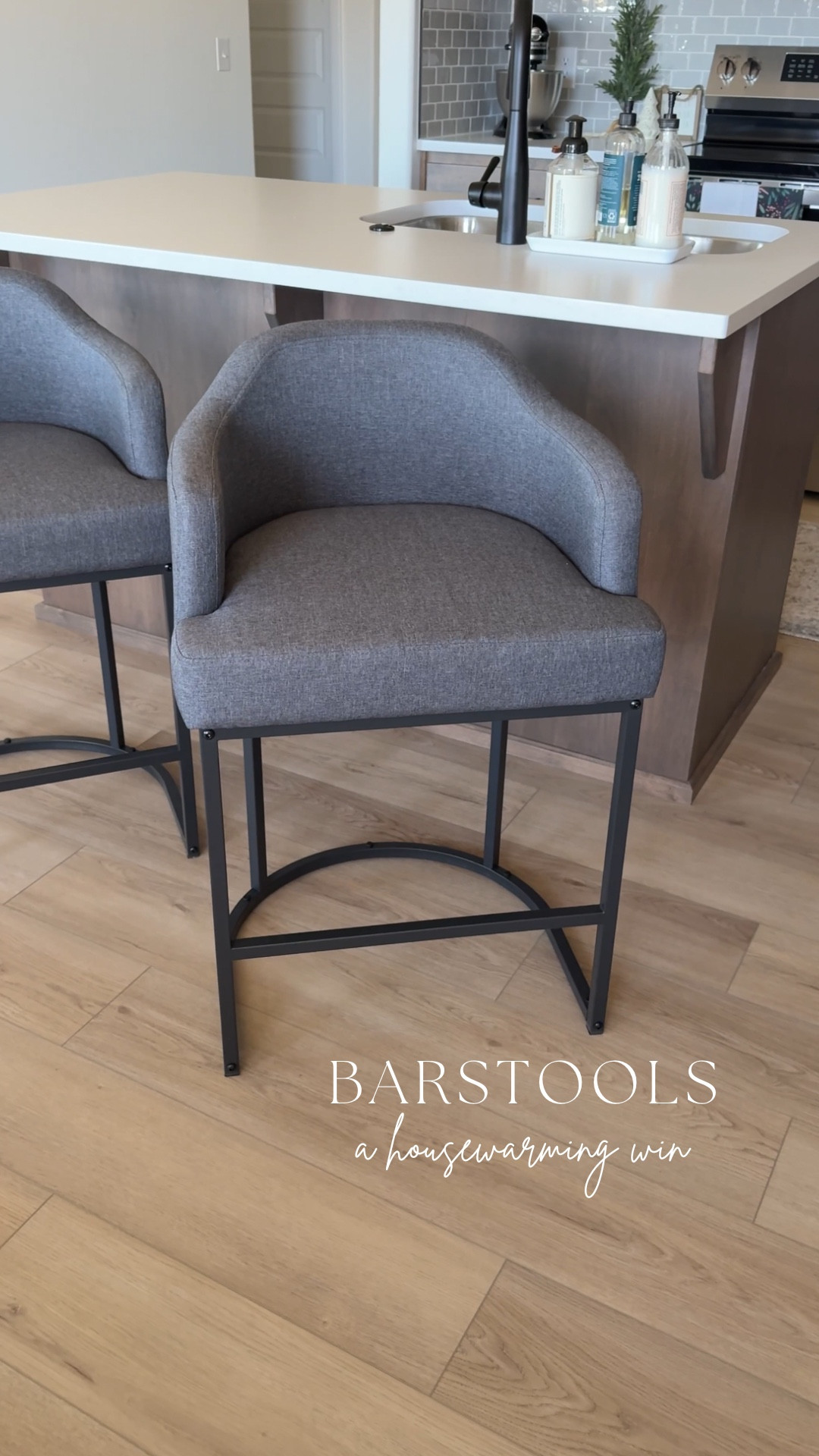 Ordered these upholstered barstools for my sister’s new home, and they couldn’t be more perfect. From the soft, cozy fabric and curved arms to the sleek black metal base, they add just the right mix of comfort and modern style. Such a beautiful addition to help make her new space feel like home ✨

#LTKHome