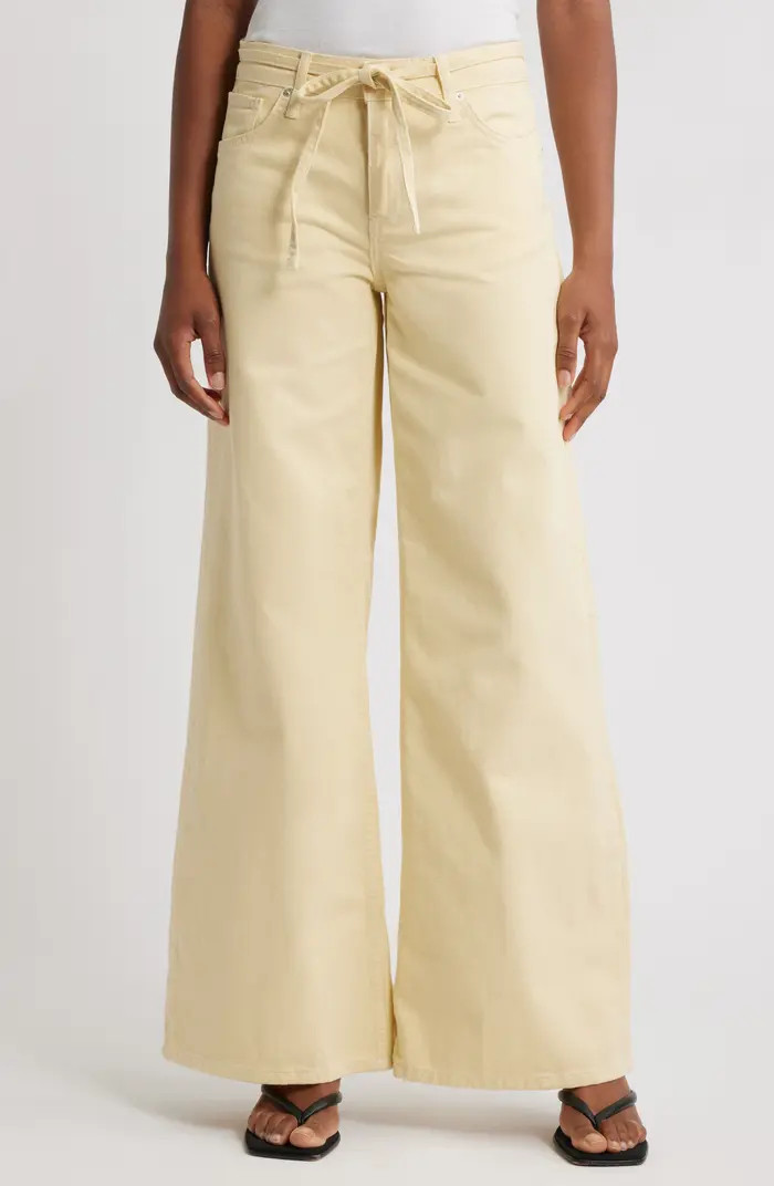 MANGO Olivia Tie Belt High Waist Wide Leg Jeans | Nordstrom | Nordstrom