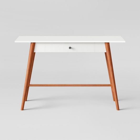 Amherst Mid Century Modern One Drawer Writing Desk White/Brown - Project 62™ | Target