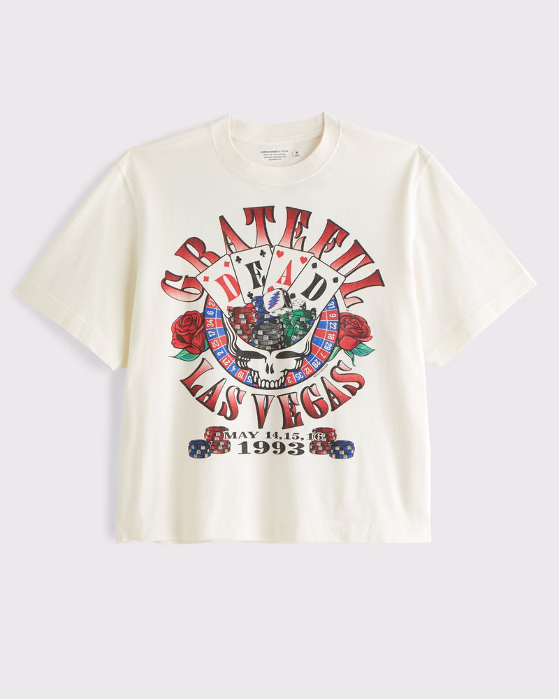 Abercrombie & Fitch Men's Cropped Grateful Dead Graphic Tee in Cream - Size L | Abercrombie & Fitch (US)