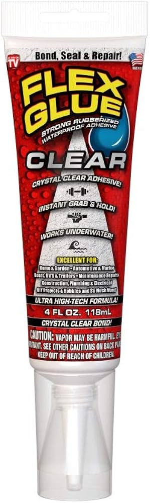 Flex Glue, 4 oz Squeeze Tube, Clear, Super Strong, Transparent, Rubberized Waterproof Adhesive, W... | Amazon (US)