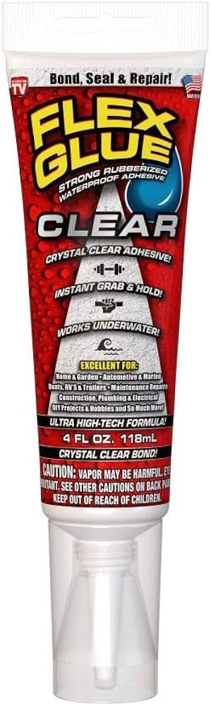 Flex Glue, 4 oz Squeeze Tube, Clear, Super Strong, Transparent, Rubberized Waterproof Adhesive, W... | Amazon (US)