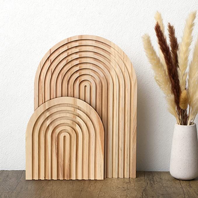 2 Pcs Decorative Wood Cutting Board Wooden Board Rainbow Shaped Wood Serving Board Boho Cutting B... | Amazon (US)
