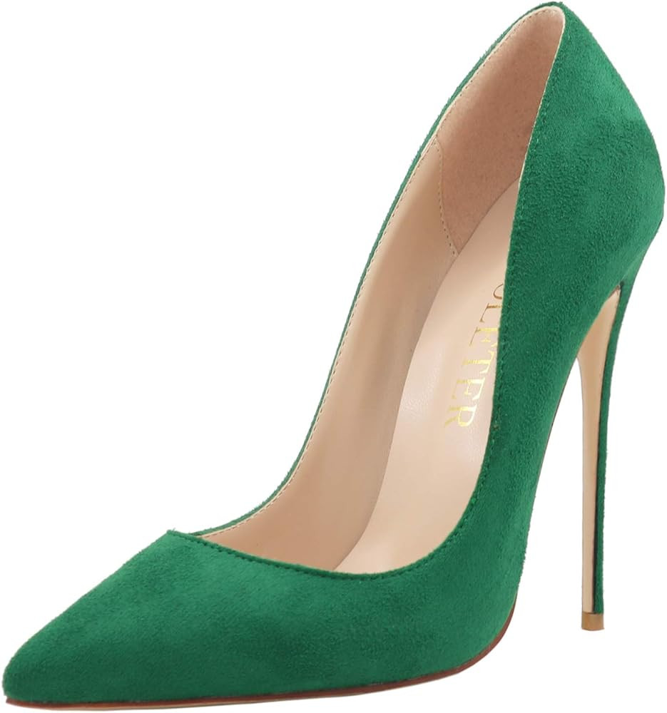 COLETER Women's Sexy Pointed Toe High Heels,4.72 inch/12cm Patent Leather Pumps,Wedding Dress Shoes, | Amazon (US)